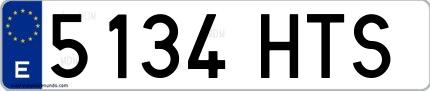 Ejemplo de matrícula española 5134 HTS
