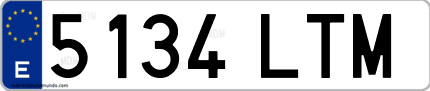 Ejemplo de matrícula de coche ordinaria 5134 LTM