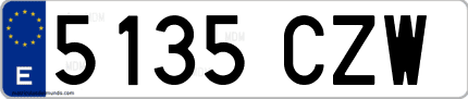 Ejemplo de matrícula de coche ordinaria 5135 CZW