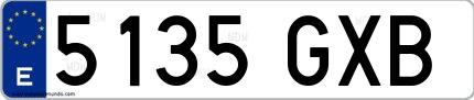 Ejemplo de matrícula española 5135 GXB