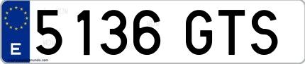 Ejemplo de matrícula española 5136 GTS