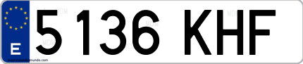Ejemplo de matrícula de coche ordinaria 5136 KHF