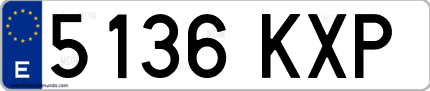 Ejemplo de matrícula de coche ordinaria 5136 KXP