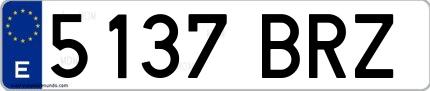 Ejemplo de matrícula española 5137 BRZ