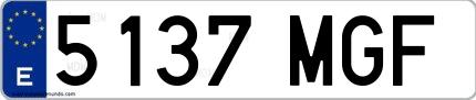 Ejemplo de matrícula española 5137 MGF