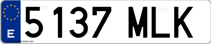 Ejemplo de matrícula de coche ordinaria 5137 MLK