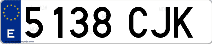 Ejemplo de matrícula de coche ordinaria 5138 CJK