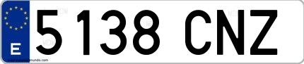 Ejemplo de matrícula española 5138 CNZ