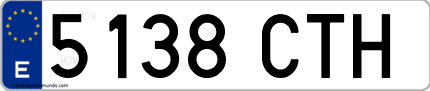 Ejemplo de matrícula de coche ordinaria 5138 CTH