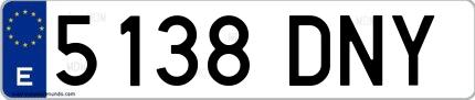 Ejemplo de matrícula española 5138 DNY