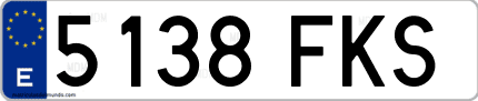 Ejemplo de matrícula de coche ordinaria 5138 FKS