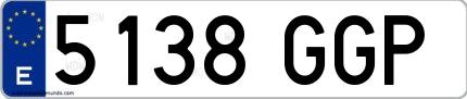 Ejemplo de matrícula española 5138 GGP