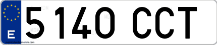 Ejemplo de matrícula de coche ordinaria 5140 CCT