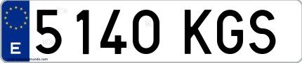 Ejemplo de matrícula española 5140 KGS