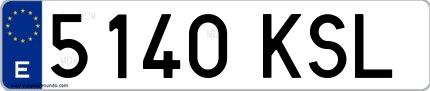 Ejemplo de matrícula española 5140 KSL