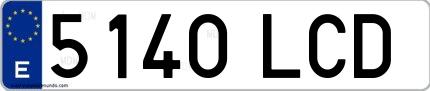 Ejemplo de matrícula española 5140 LCD