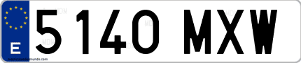 Ejemplo de matrícula de coche ordinaria 5140 MXW