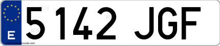 Ejemplo de matrícula de coche ordinaria 5142 JGF
