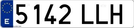 Ejemplo de matrícula española 5142 LLH