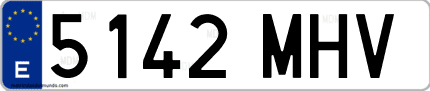 Ejemplo de matrícula de coche ordinaria 5142 MHV