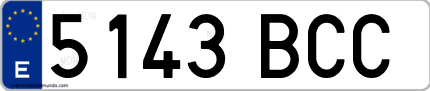 Ejemplo de matrícula de coche ordinaria 5143 BCC
