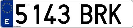 Ejemplo de matrícula española 5143 BRK