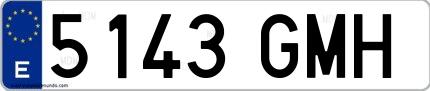 Ejemplo de matrícula española 5143 GMH