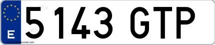 Ejemplo de matrícula española 5143 GTP