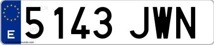 Ejemplo de matrícula española 5143 JWN