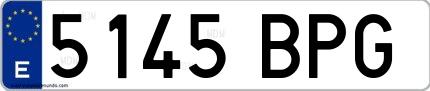 Ejemplo de matrícula española 5145 BPG