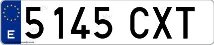 Ejemplo de matrícula española 5145 CXT