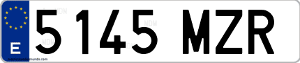 Ejemplo de matrícula de coche ordinaria 5145 MZR