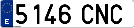 Ejemplo de matrícula de coche ordinaria 5146 CNC