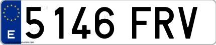 Ejemplo de matrícula española 5146 FRV