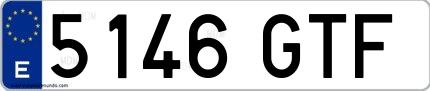 Ejemplo de matrícula española 5146 GTF