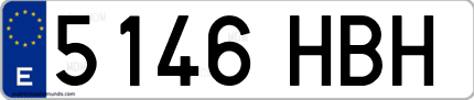 Ejemplo de matrícula de coche ordinaria 5146 HBH