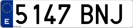 Ejemplo de matrícula de coche ordinaria 5147 BNJ