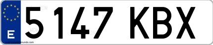 Ejemplo de matrícula española 5147 KBX