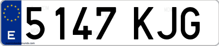 Ejemplo de matrícula de coche ordinaria 5147 KJG