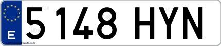 Ejemplo de matrícula española 5148 HYN