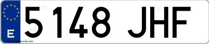 Ejemplo de matrícula española 5148 JHF