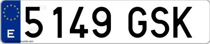 Ejemplo de matrícula española 5149 GSK