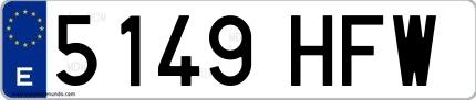 Ejemplo de matrícula española 5149 HFW