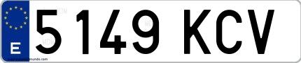 Ejemplo de matrícula española 5149 KCV