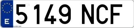 Ejemplo de matrícula española 5149 NCF