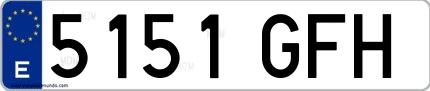 Ejemplo de matrícula española 5151 GFH
