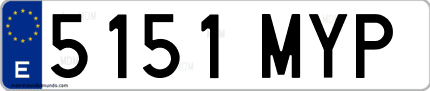 Ejemplo de matrícula de coche ordinaria 5151 MYP