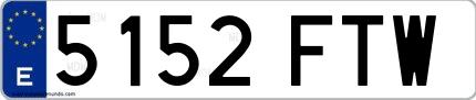 Ejemplo de matrícula española 5152 FTW