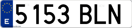 Ejemplo de matrícula de coche ordinaria 5153 BLN