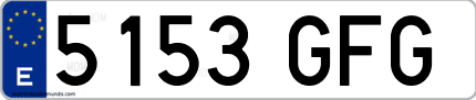 Ejemplo de matrícula de coche ordinaria 5153 GFG